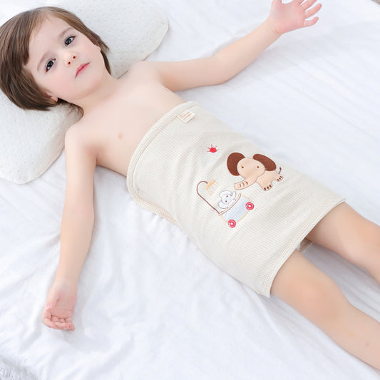 Z25040106廠商批發兒童嬰兒繡花護肚圍 保暖防踢被秋冬彩棉肚兜肚圍新疆棉