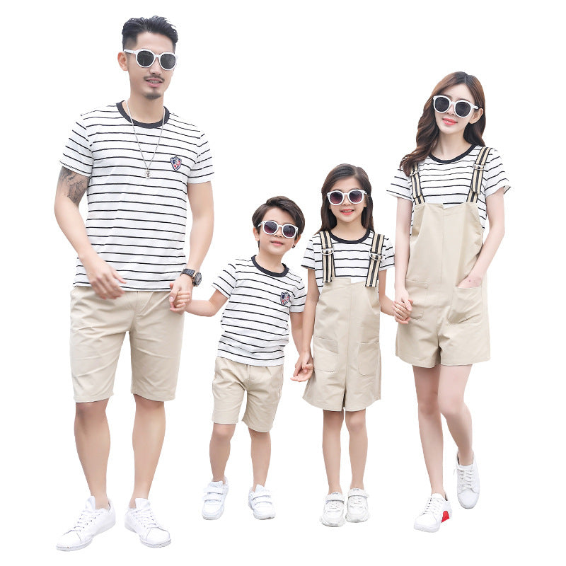 I23041102親子裝2023新款潮夏裝全家裝親子裝背帶褲裝