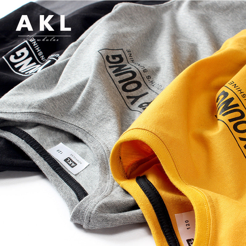 FI25101417秋季韓版童裝新款兒童長袖t恤中大童純棉上衣男童打底衫