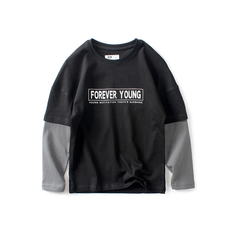 FI25101417秋季韓版童裝新款兒童長袖t恤中大童純棉上衣男童打底衫