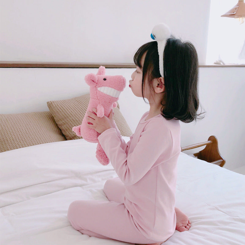 J23113005兒童A類睡衣套裝23秋冬女童秋衣秋褲男童小寶寶純棉長袖家居服