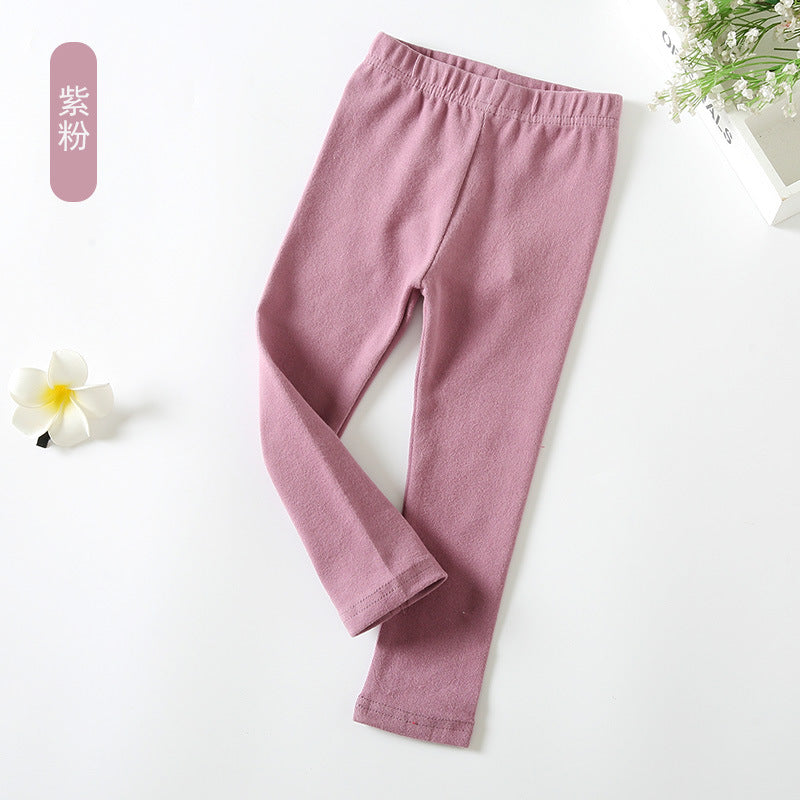 J23092112童裝男女童春秋款糖果32色磨毛棉打底褲兒童寶寶洋氣百搭黑色長褲