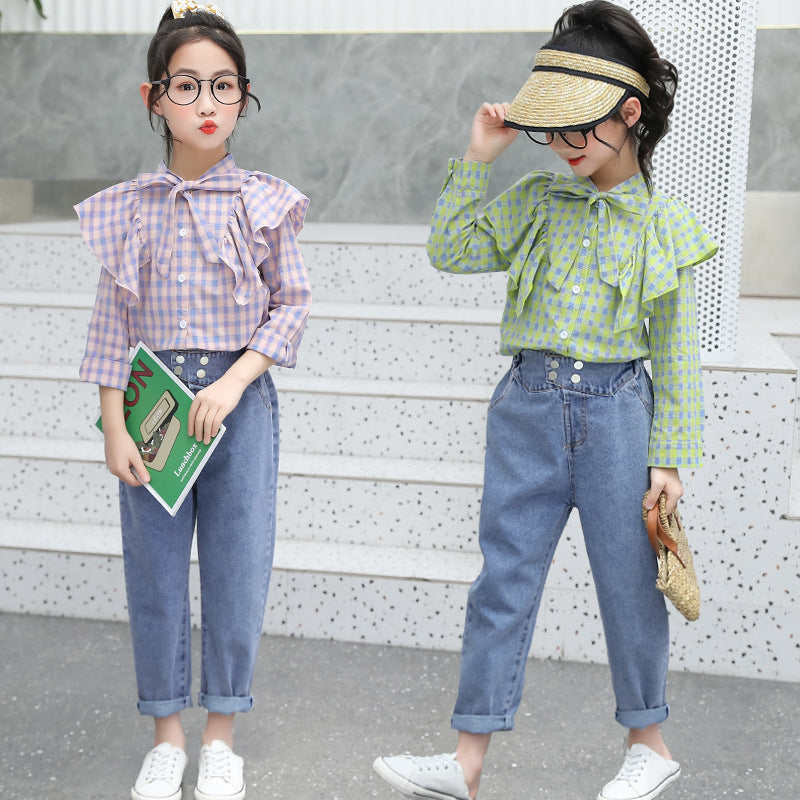 F23090721女童洋氣套裝2023新款韓版女孩網紅春秋時髦衣服中大兒童兩件套潮