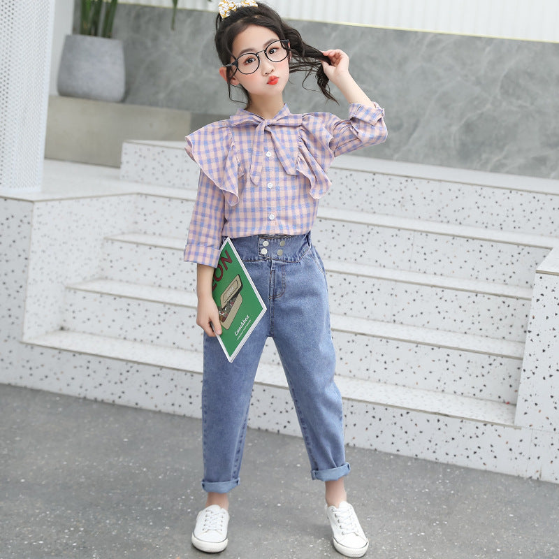 F23090721女童洋氣套裝2023新款韓版女孩網紅春秋時髦衣服中大兒童兩件套潮