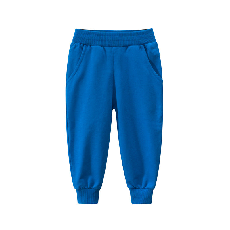 H23083117品牌童裝秋季新品 純色兒童運動長褲男童休閒褲子一件代發