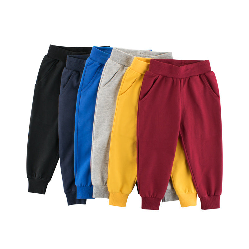 H23083117品牌童裝秋季新品 純色兒童運動長褲男童休閒褲子一件代發