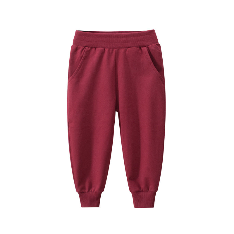 H23083117品牌童裝秋季新品 純色兒童運動長褲男童休閒褲子一件代發