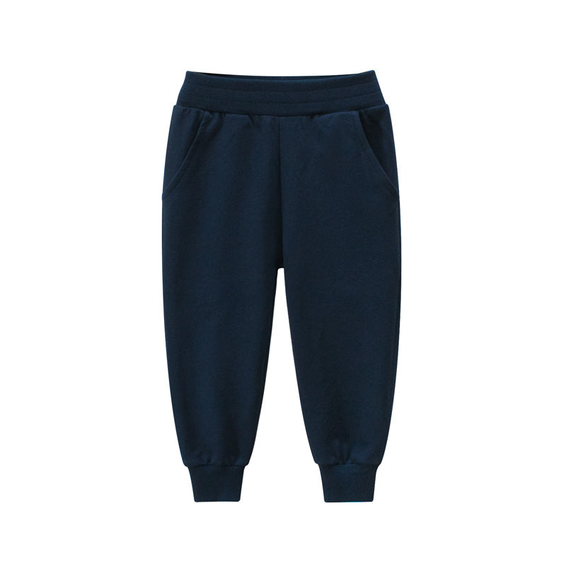 H23083117品牌童裝秋季新品 純色兒童運動長褲男童休閒褲子一件代發