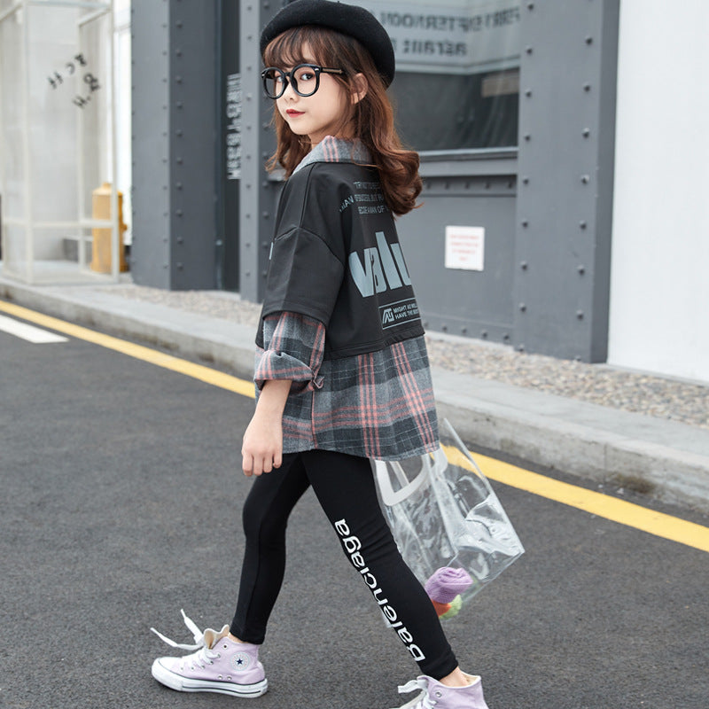 F23090712女童秋裝運動套裝兒童網紅休閒長袖兩件套2023春秋季新款女孩童裝