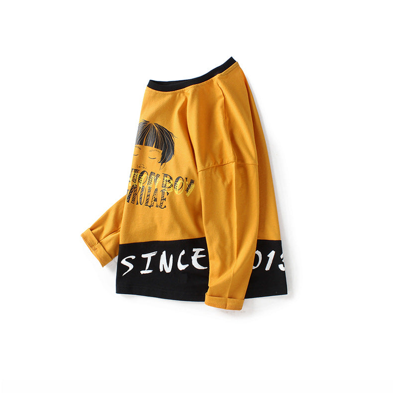 FI25101417秋季韓版童裝新款兒童長袖t恤中大童純棉上衣男童打底衫