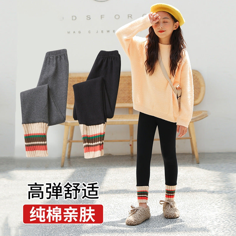 FC23120722女童褲子春秋裝兒童裝寶寶緊身褲加絨加厚外穿中厚冬秋款長褲洋氣(9-12天到貨)