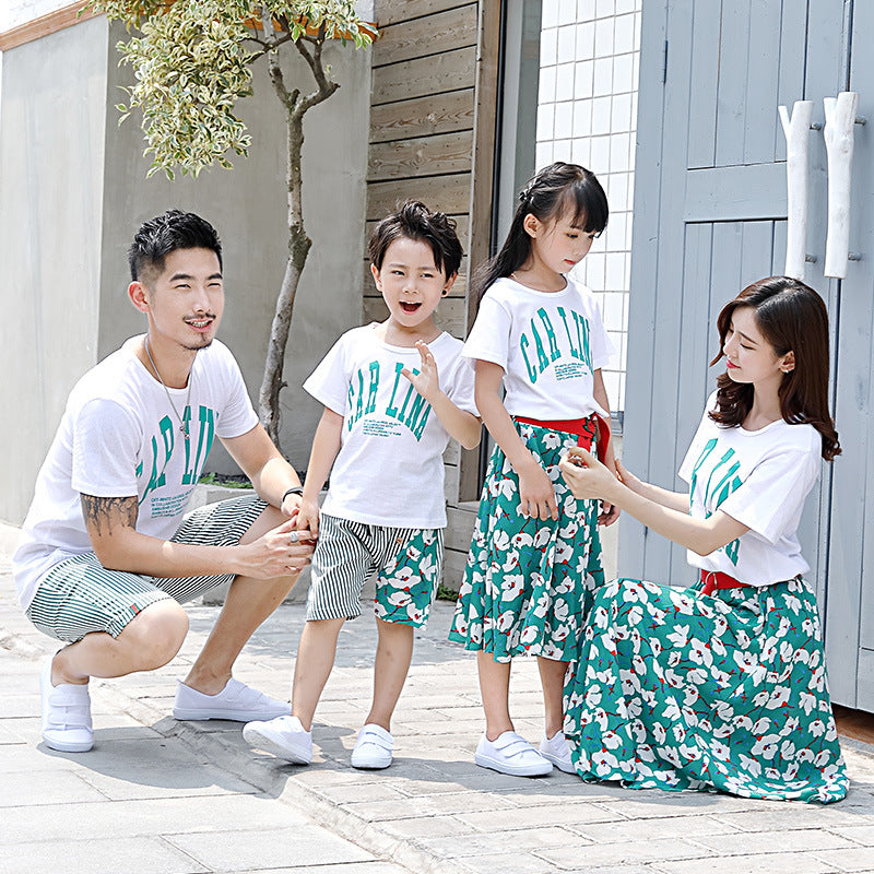 I23041108新款夏天親子裝套裝-短袖T恤碎花套裝