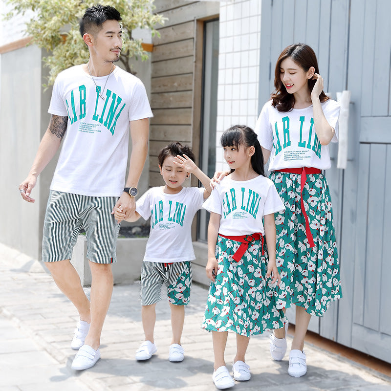 I23041108新款夏天親子裝套裝-短袖T恤碎花套裝