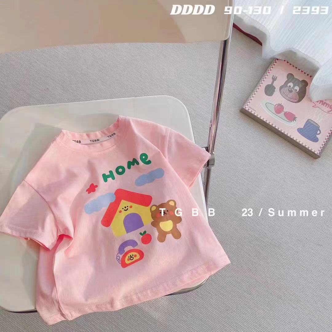 CA23072716夏季新款兒童短袖t卹棉男女童上衣百搭打底衫寶寶服裝批發潮