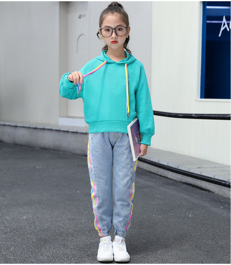 F23090712女童秋裝運動套裝兒童網紅休閒長袖兩件套2023春秋季新款女孩童裝