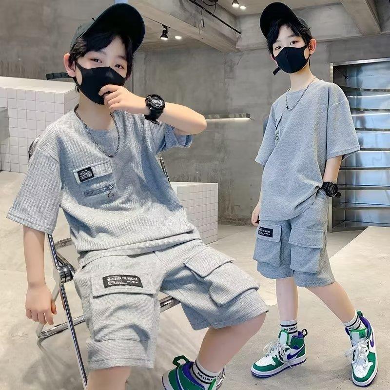 FD24081109兒童裝男童夏裝套裝2024新款夏季男孩運動中大童夏款薄款酷帥潮