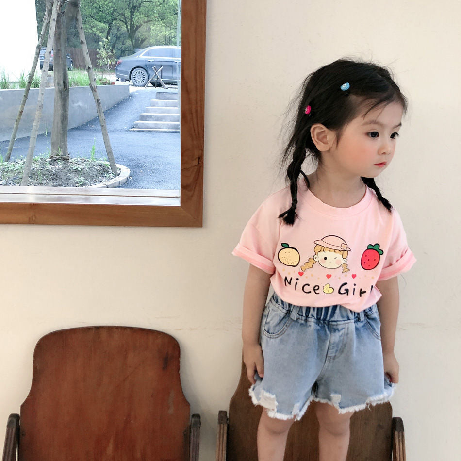 CA25052111女童短袖T恤女寶寶夏季新款韓版寬鬆可愛日系童裝上衣中小童