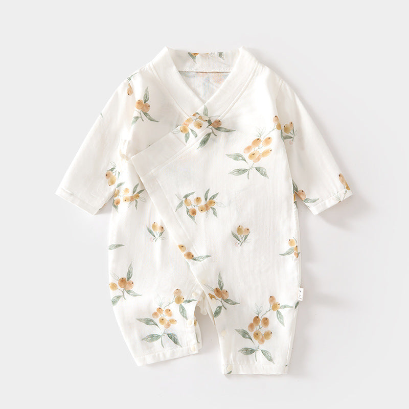 GJ26051410🎈精品質感🎈嬰兒紗布連身衣寶寶夏爬服長袖竹纖維哈衣兒童夏季空調服新生兒