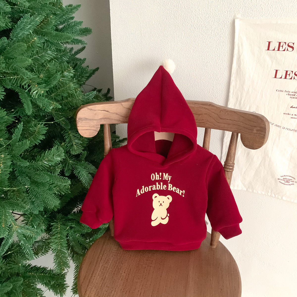 G24110601童裝新款小熊兒童衛衣外套加絨男寶寶衣服冬裝保暖連帽上衣洋氣