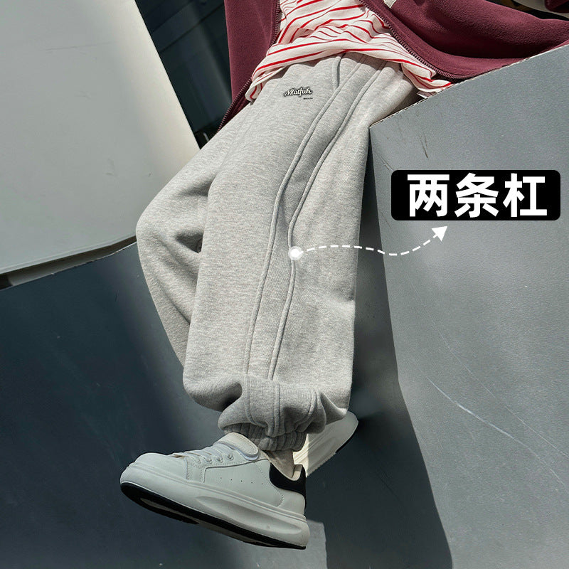 FF24102516品秋冬款一體加絨男童衛褲兒童加絨褲子兒童保暖長褲(9-12天到貨)