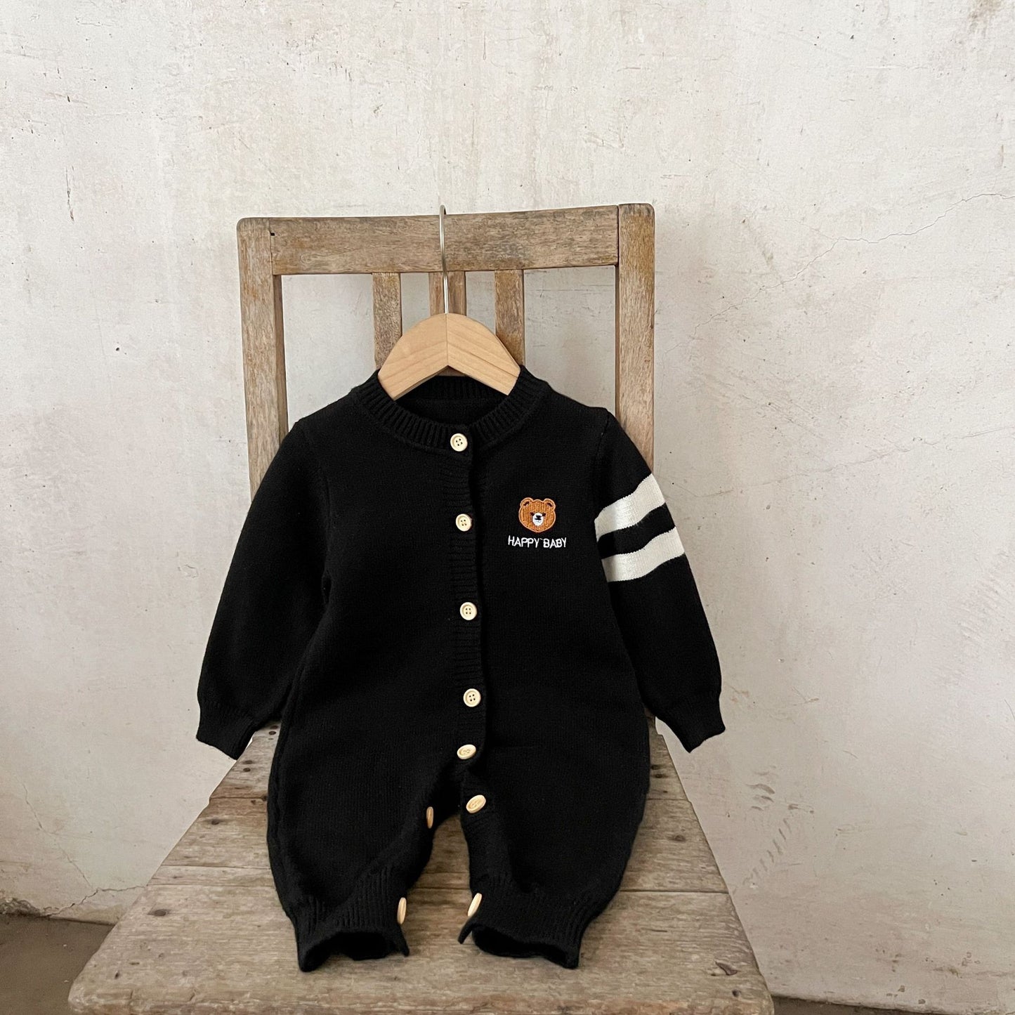 GF25081509 ins韓版男女寶寶純棉毛織卡通刺繡長爬嬰幼童春秋季毛衣連身衣