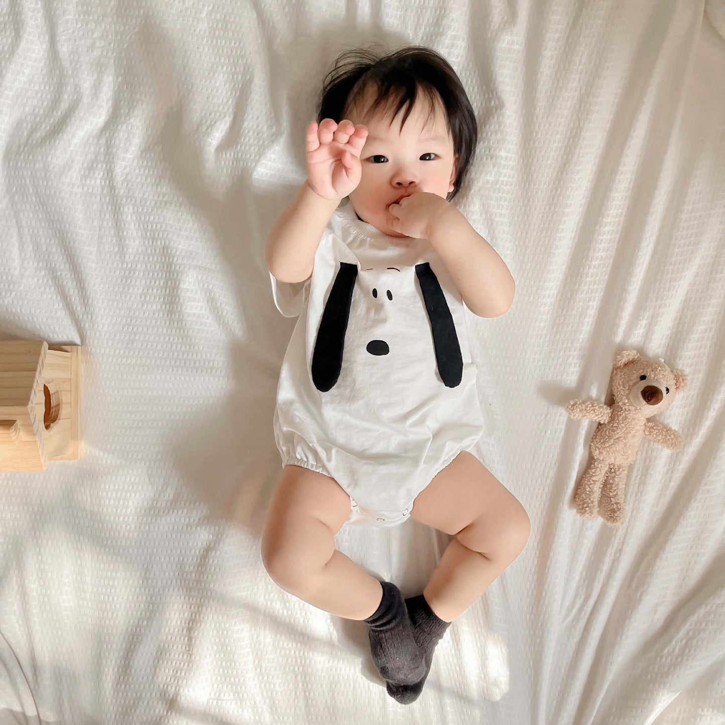 K23062906夏新款韓版嬰兒哈衣ins風小狗造型寶寶爬爬服 (2件起批,可混K開頭的)