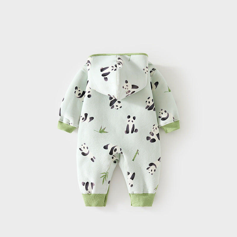 GJ25102117嬰兒加棉連帽戶外服寶寶複合加絨外穿連身衣秋冬爬服兒童防風哈衣