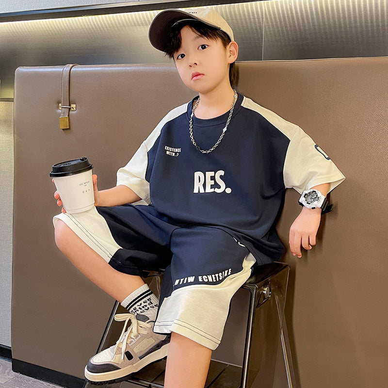 🎈精品童裝🎈FH25062704男童夏裝套裝大兒童裝夏季短袖T恤短褲運動服洋氣時髦潮