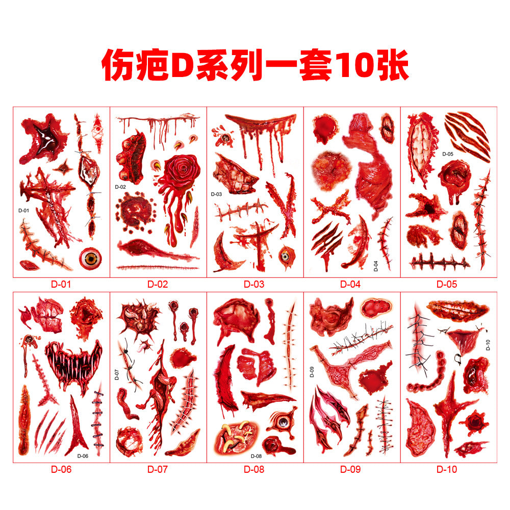 Z24081807跨國2024新款兒童卡通貼紙防水搞怪南瓜派對禮物臨時貼紙(一組10張)