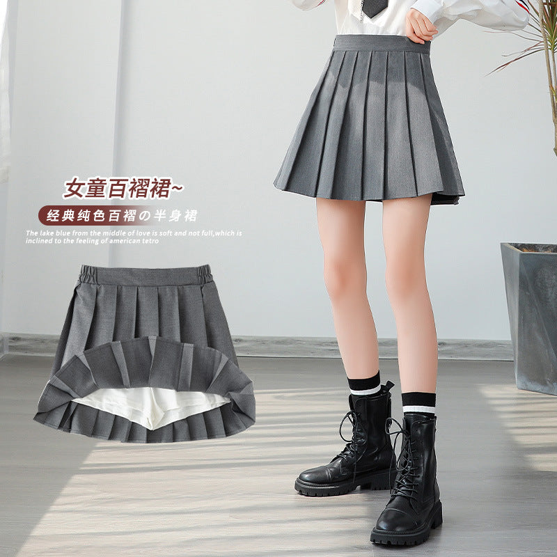 Z25033113女童網球裙夏季中大兒童黑色百褶裙夏安女孩運動短裙薄