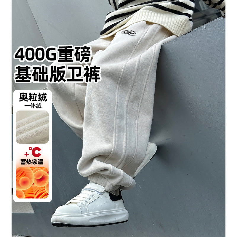 FF24102516品秋冬款一體加絨男童衛褲兒童加絨褲子兒童保暖長褲(9-12天到貨)