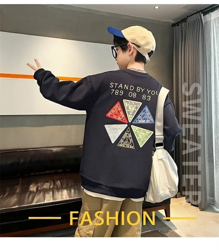 FD24010413男童衛衣春秋款2022新款洋氣兒童秋季T卹男孩中大童秋季長袖上衣t