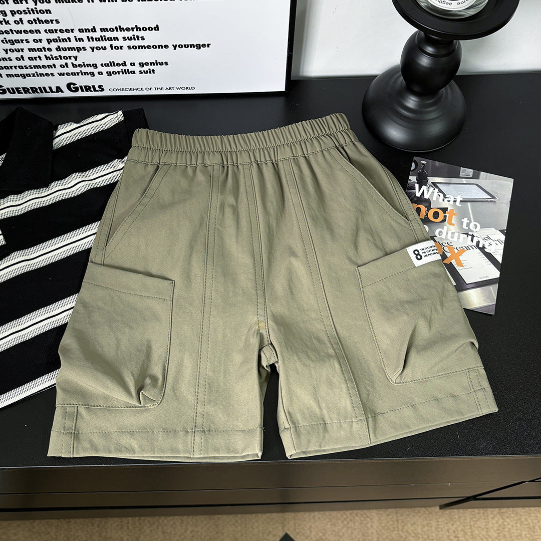 CD25050312夏季男童工裝短褲兒童帥氣五分褲男寶寶潮中大童薄款百搭短褲