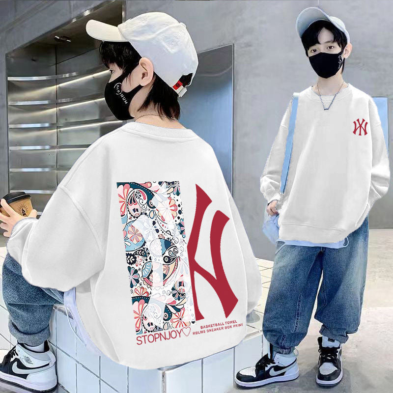 Z25030411男童衛衣長袖秋裝帥氣學生卡通中大童春秋季韓版上衣潮