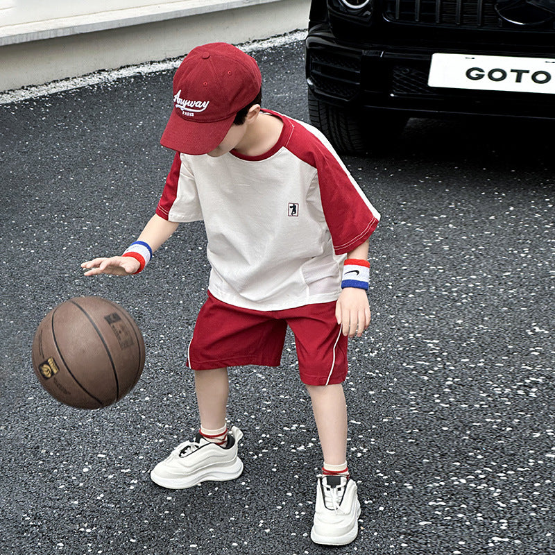 🎈精品童裝🎈FH25062712男童球服套裝夏季新款中大童裝短袖運動兩件式兒童休閒夏裝潮
