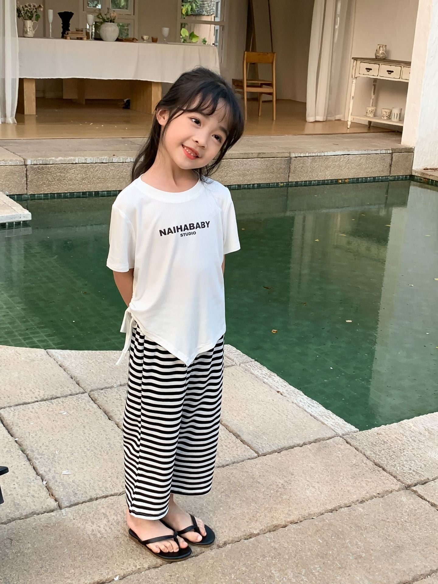 J24022913新款女童休閒套裝洋氣時髦韓版女寶寶春秋款兒童寬褲兩件套