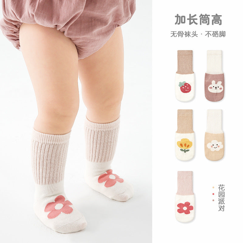 Z24032303春季無骨女寶寶中筒草莓新生兒襪子棉可愛新生兒襪子(5雙起批)