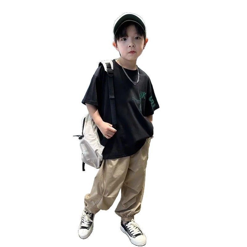 🎈精品童裝🎈FH25062716男童夏裝長褲套裝新款大兒童夏季短袖衣服潮帥氣時髦男孩夏款