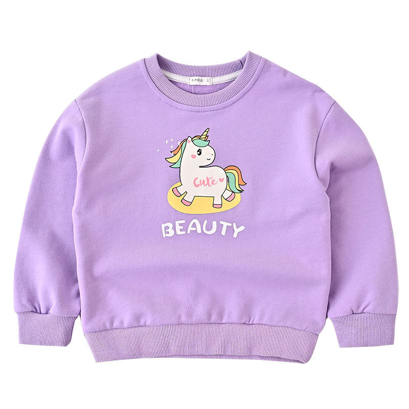 CA23101803兒童卡通毛圈套頭衛衣女童純棉螺紋領長袖打底衫春秋新款寶寶服裝