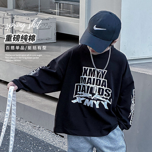 FF24102511新款兒童打底衫上衣2024男童長袖t恤秋衛衣(9-12天到貨)