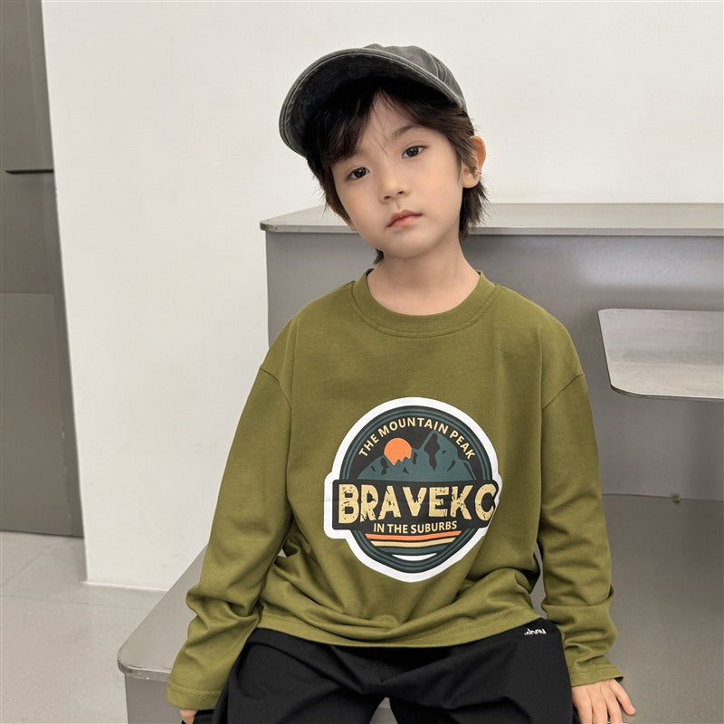 GJ25082708秋季新款男孩純棉長袖T卹太空印花女童秋裝衣服韓版潮