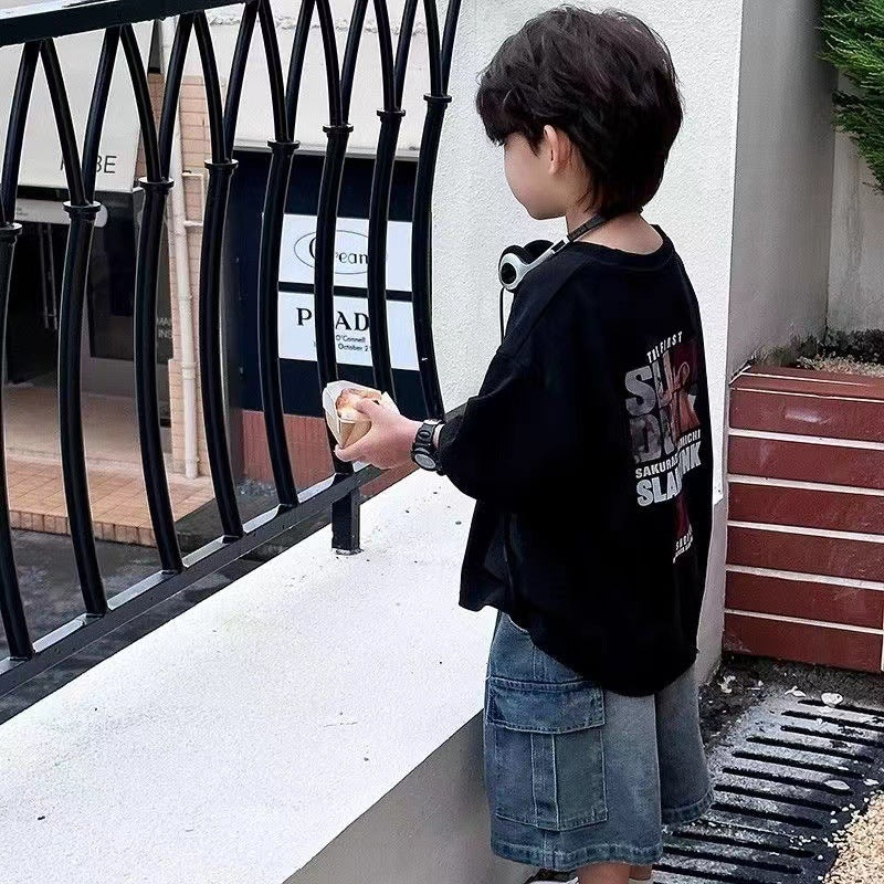 Z25030923男童純棉短袖T恤-夏季潮款兒童寶寶印花半袖t中小童裝帥氣上衣