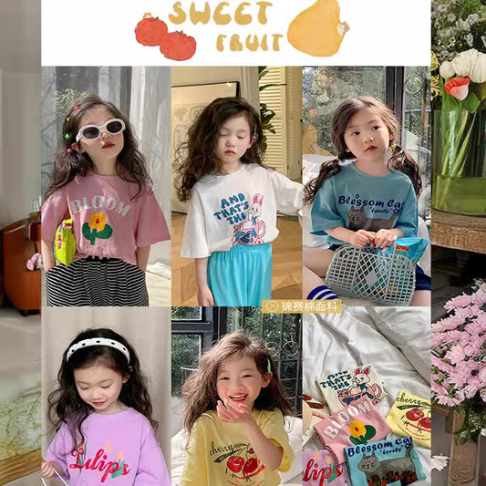 CA24042805新款兒童T恤男孩女孩卡通戶外短袖純棉夏季卡通印花寬鬆韓版