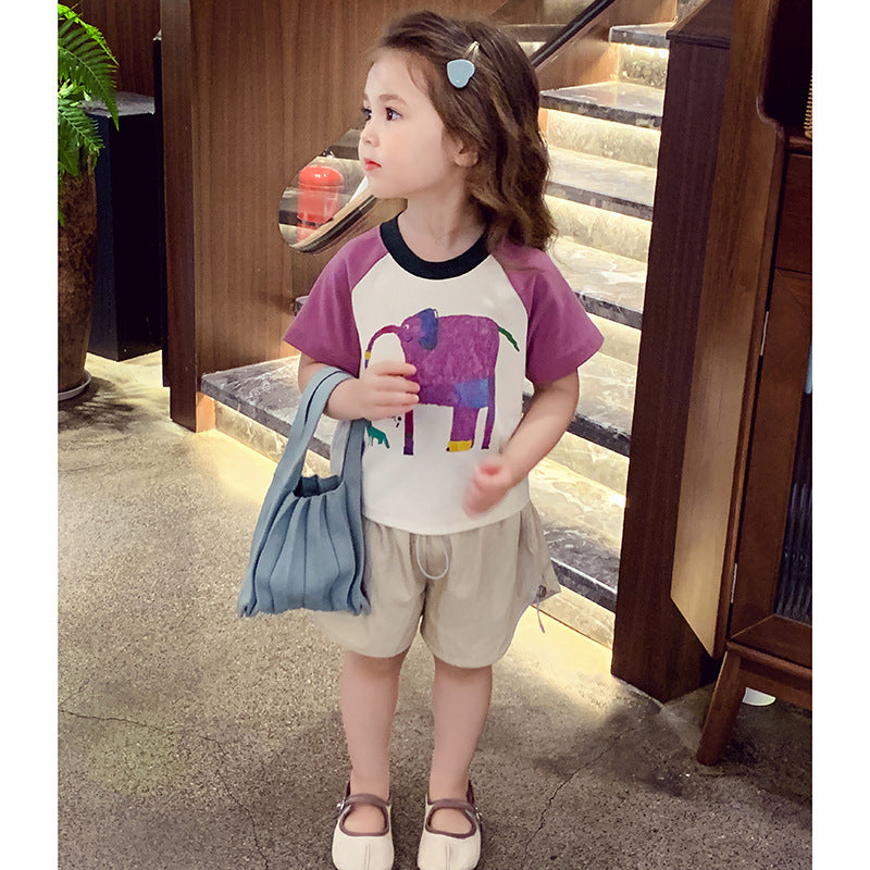 CA25052116女童短袖T恤夏新款寬鬆韓國版卡通上衣小女孩洋氣兒童打底衫