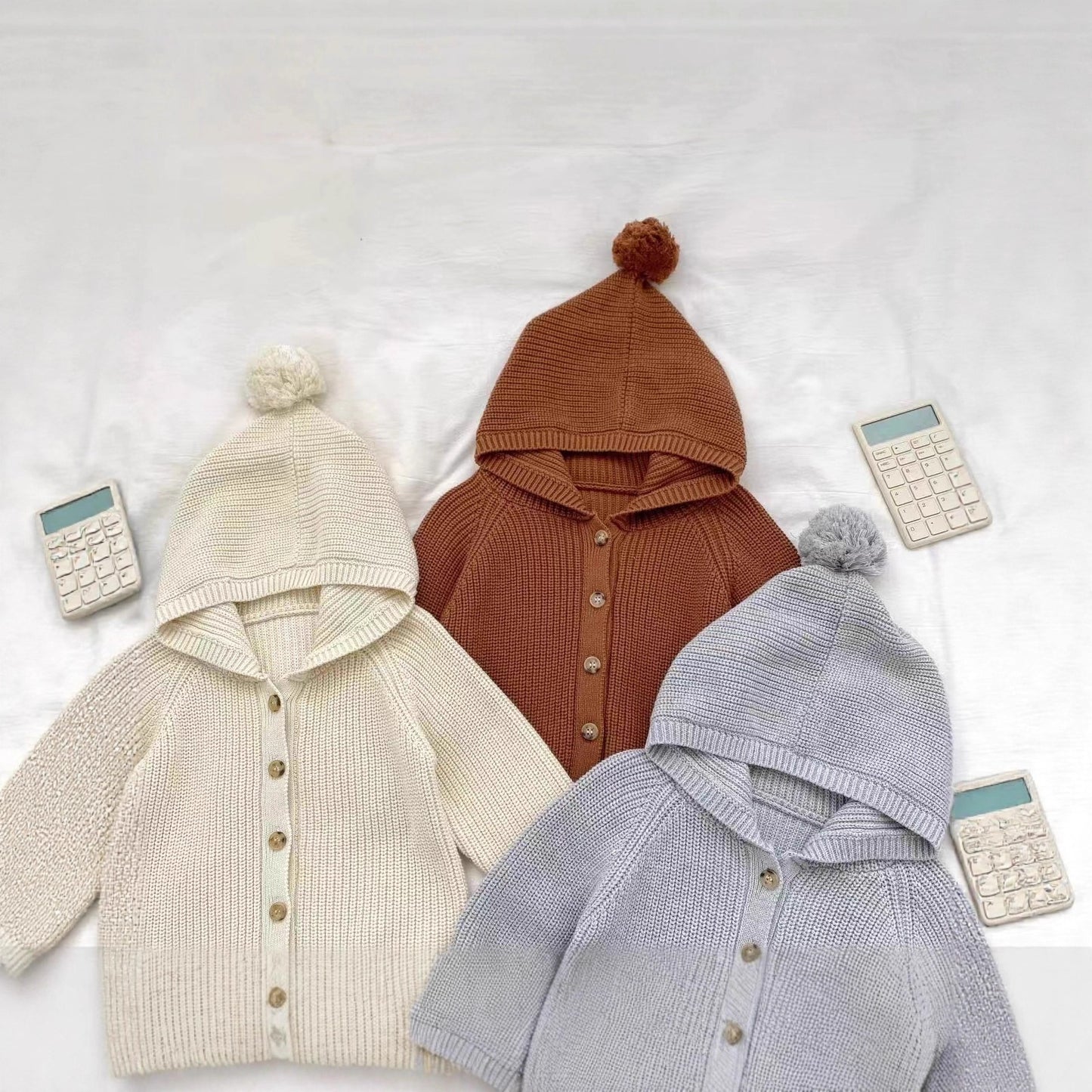 CF25091910ins韓版洋氣小新寶寶針織開襟衫嬰兒洋氣毛衣連帽衫球球