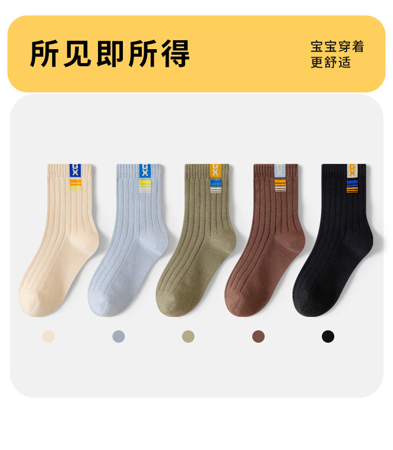 GI25073102純色女童襪子 秋冬新中筒襪 女童青少年學生棉襪 防臭針織衫 中大童襪
