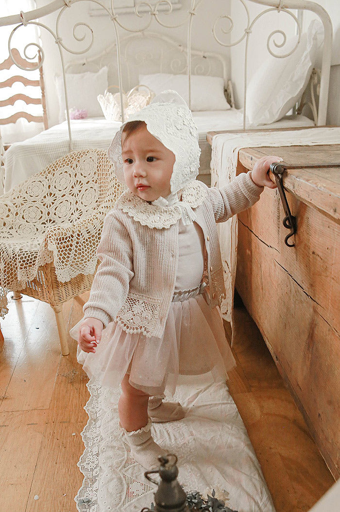 GF25061713韓版女孩寶寶嬰幼兒花邊冷氣衫ins休閒防曬衣開襟外套百搭開襟衫