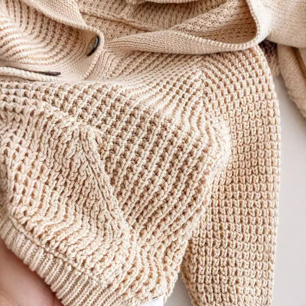 G24110619兒童韓版秋季嬰兒針織毛衣連帽洋氣男女寶寶可愛連帽長袖服