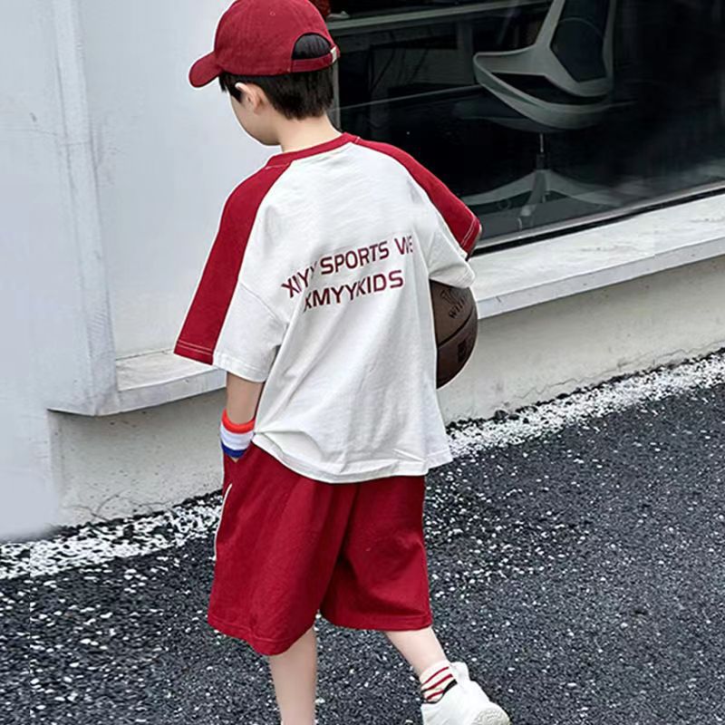 FG25053016男童網紅薄款夏季套裝男孩大兒童時髦洋氣炸街運動夏裝潮衣服