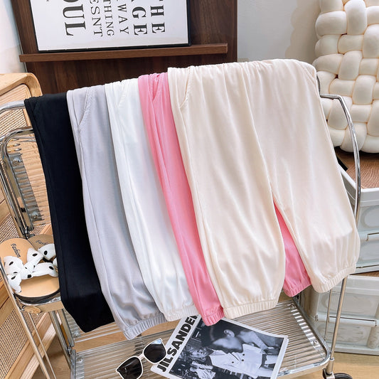 CA25052112兒童冰絲防蚊褲男童女孩燈籠褲寶寶夏裝居家寬鬆睡褲夏季薄款長褲